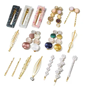 SongMay  Acetate  hair clips marble effect acrylic hairpin set hair accessories candy color clip