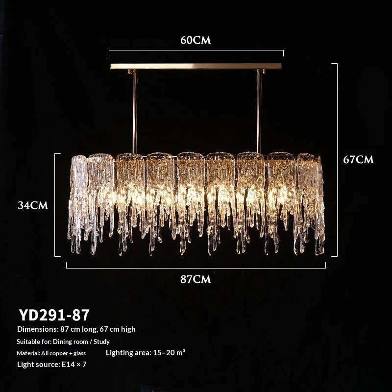 Postmoderne Licht-Luxus-Gold-Kronleuchter, elegant-minimalistisch, kreativ im amerikanischen Stil, vollständig aus Kupfer mit Glas- und Kristallelementen als Pendelleuchte für