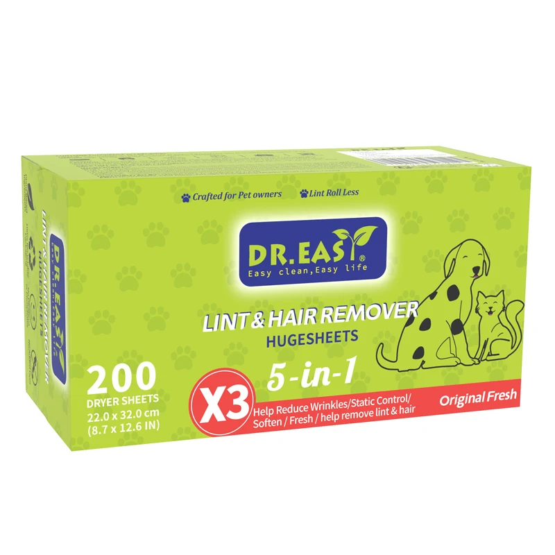 New Version 5-in-1 Best Selling Lint&Hair Remover Fabric Softener Dryer Sheets with Anti-static and Fresh Fragrance