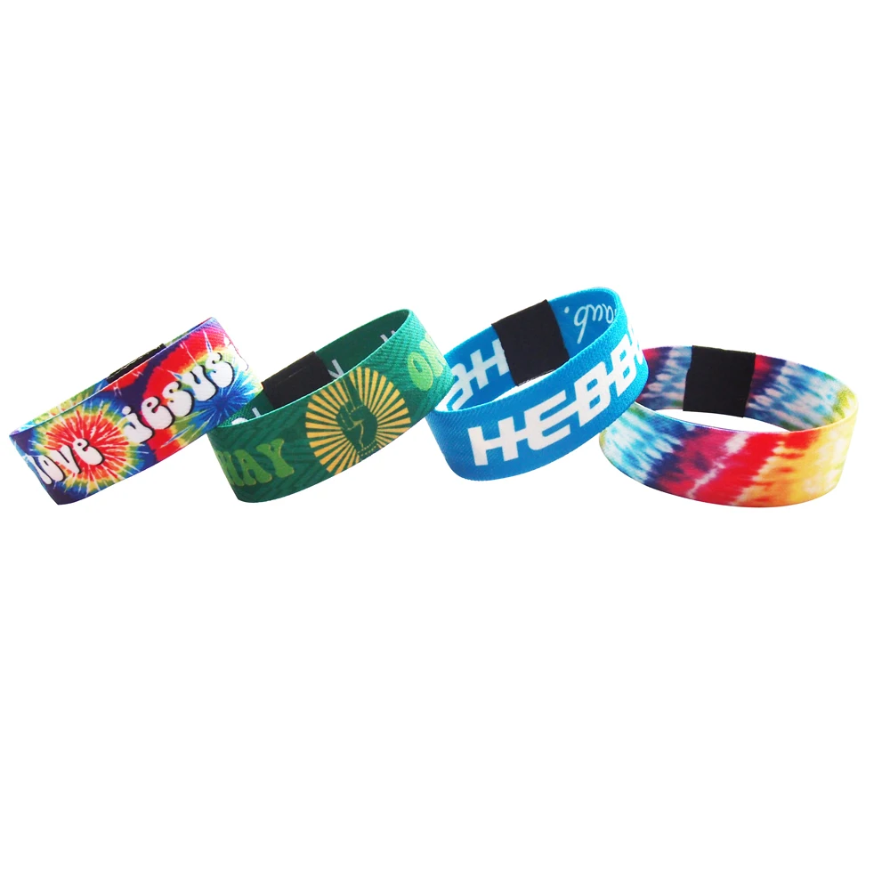 Factory Custom Polyester Elastic Wristbands Bracelet With Woven Label for Promotion