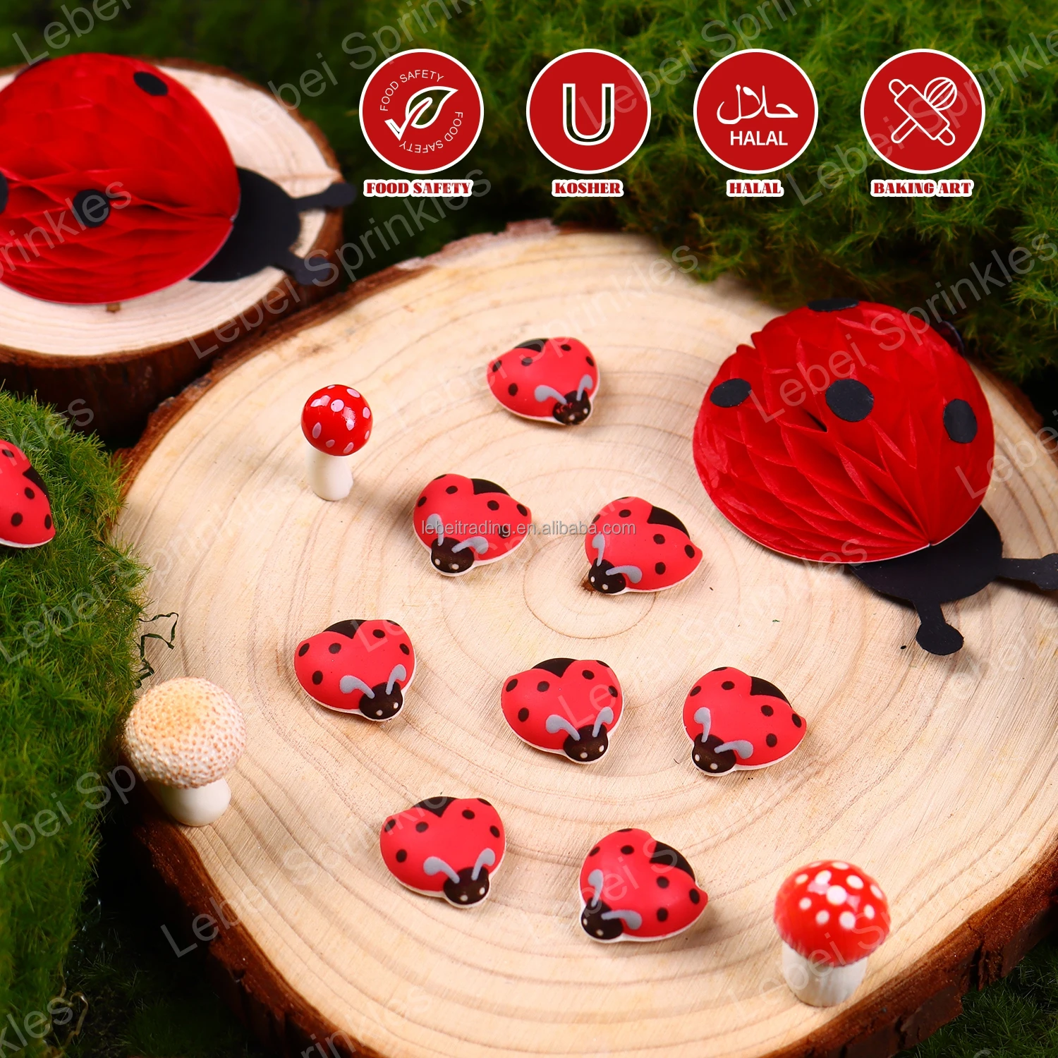 16 Count Ladybug for Edible Cake Topper Kids DIY Royal Icing Decorations for Bakery Biscuit Cake Trending Insect Decorations Box