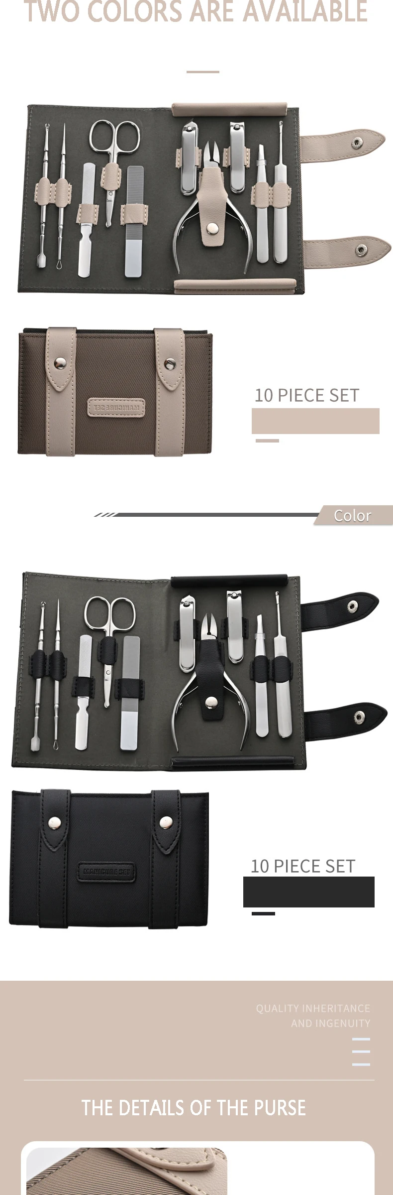 product best quality manicure cutters nail clipper set stainless steel beauty 10 pcs manicure set-6