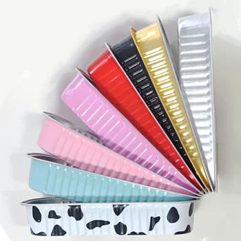 Laixin Disposable Food Container Disposable 200ml Aluminum Foil Food Container Oven Safe Color Cake Baking Containers With Plast