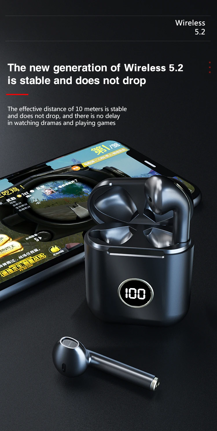 Waterproof Mini Noise Cancel Gaming Headset With Microphones Led Tws Earphone Wireless Headphones