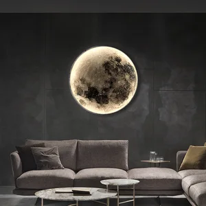 Modern 24cm 30cm 50cm 60cm 80cm 100cm Indoor Decorative Home Hotel Villa Living Room Bedroom Luxury Round Moon Led Wall Lamp