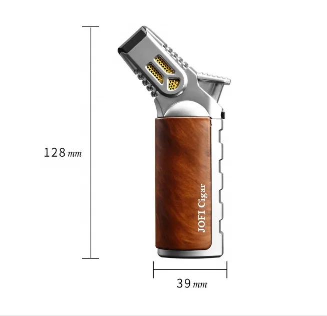 Powerful Windproof 4 Jets Torch Butane Gas Lighter Outdoor BBQ Cigar Jet Flames Blow Torch Lighter Custom Logo With Safe Lock