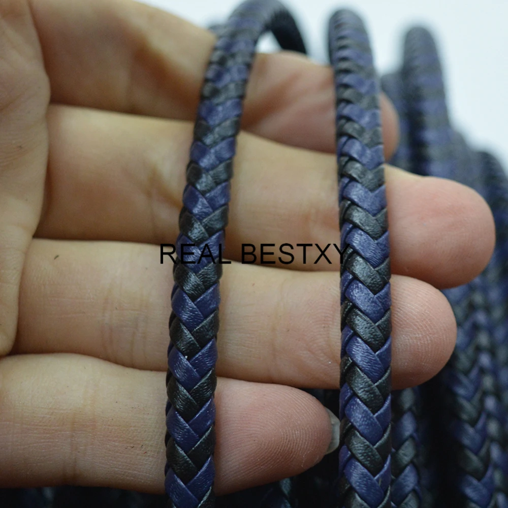 ASDAF Accesorios de Bricolaje Tipo de Cable 10x6mm cordón de Cuero Pulsera de Cuero marrón de Cuero Regaliz 1m,Azul 