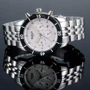 Genuine Diamond Multifunction Men's Luxury Watch Custom Logo Stainless Steel Band Quartz Pointer Dial Display Fashion Style