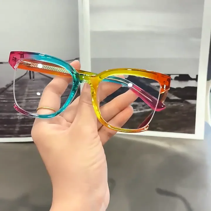 New Arrival Colorful Square Frame Computer Half Frame Reading Glasses Blue Light Blocking Buy