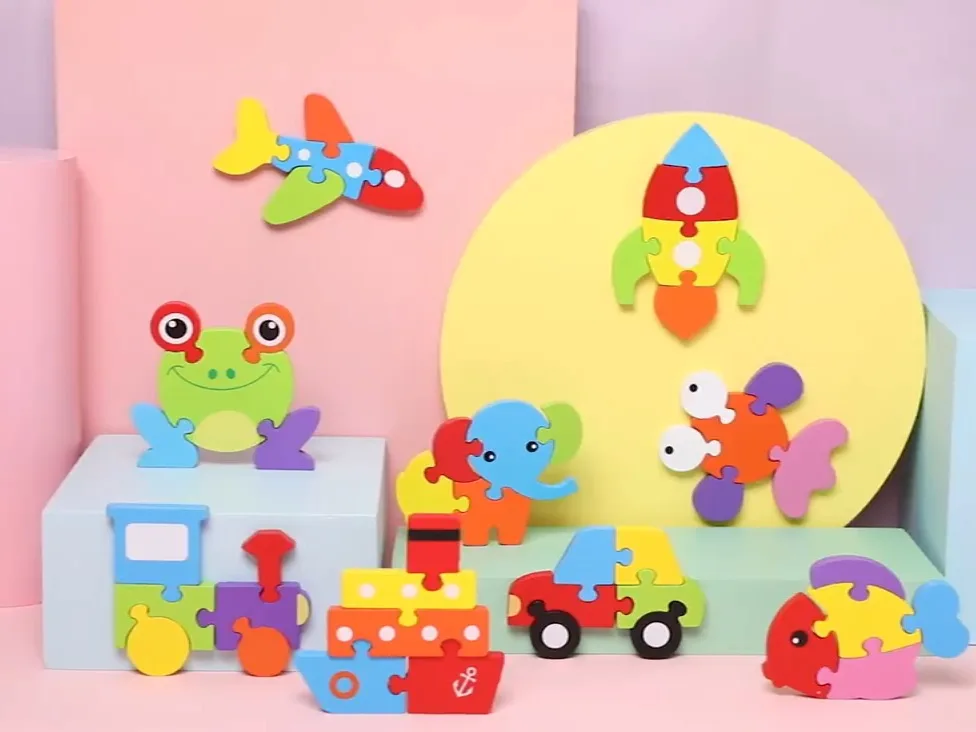 Custom Kids Wooden 3d Puzzle Jigsaw Toys For Children Cartoon Animal ...