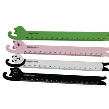 A Set of 4 Animal Cartoon Wooden Rulers Creative Wooden Early Teaching AIDS for Children Multi-functional Art Drawing Tools