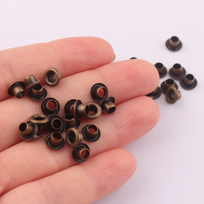 Круглая одежда 3 мм антикварные латунные маленькие металлические люверсы для обуви кружевные покрытие рюкзака 7-10