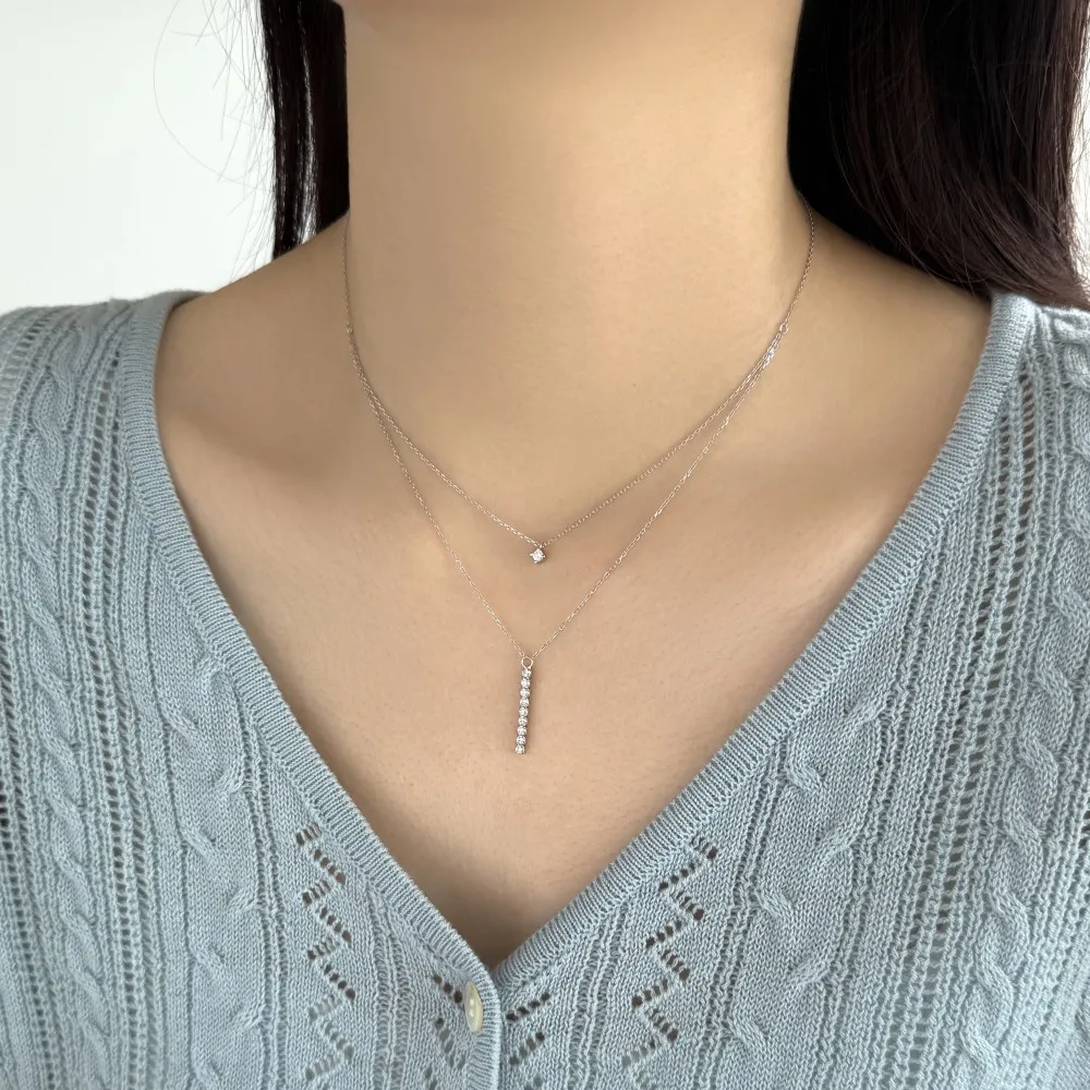 KAKODIY High Quality Fashion Boutique 925 Sterling Silver Chain Rhodium 18K Gold Electronic Coating Electroplating Rod Shape 5A Zirconia Pendant Necklace detail 4