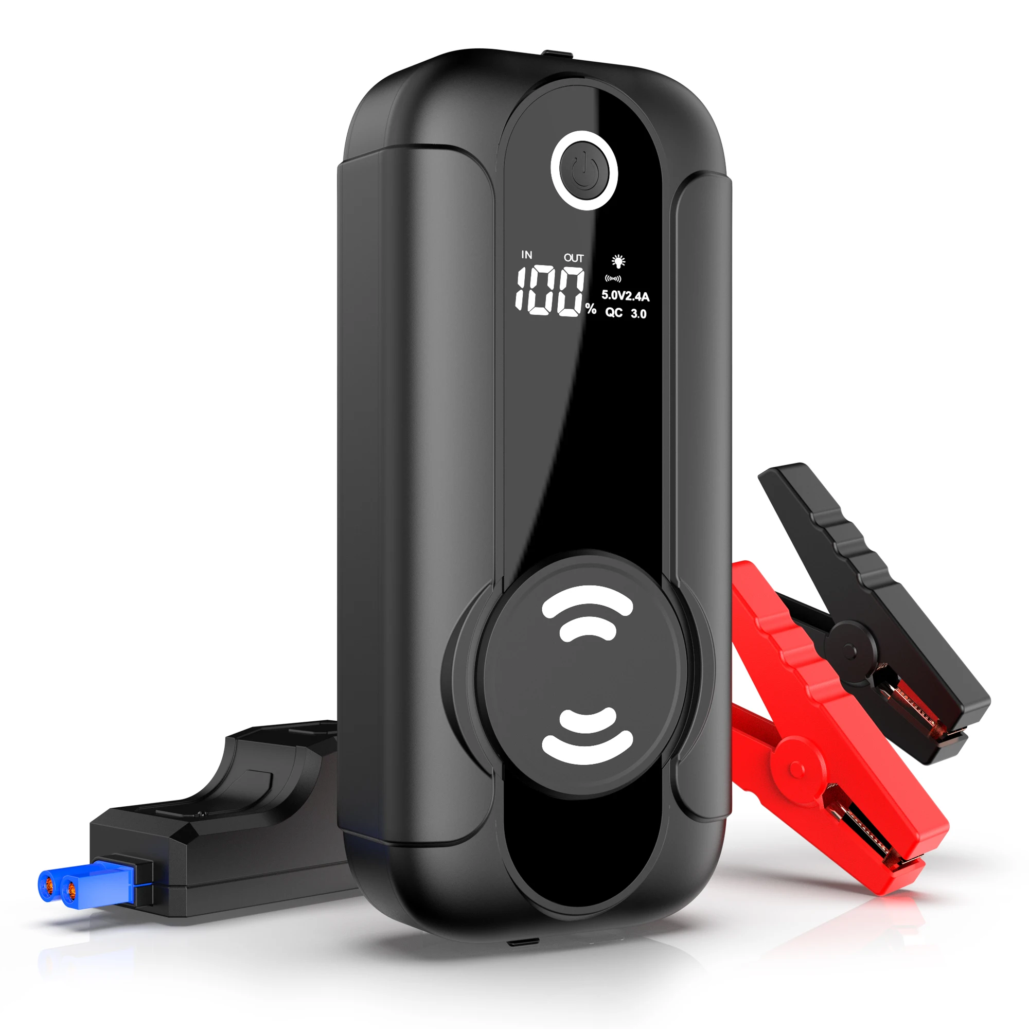 Multifunctional 12V/24V Truck Car Battery Jump Starter Power Bank 2000A SOS LED Light Wireless Charging Winter Cold Start Rescue