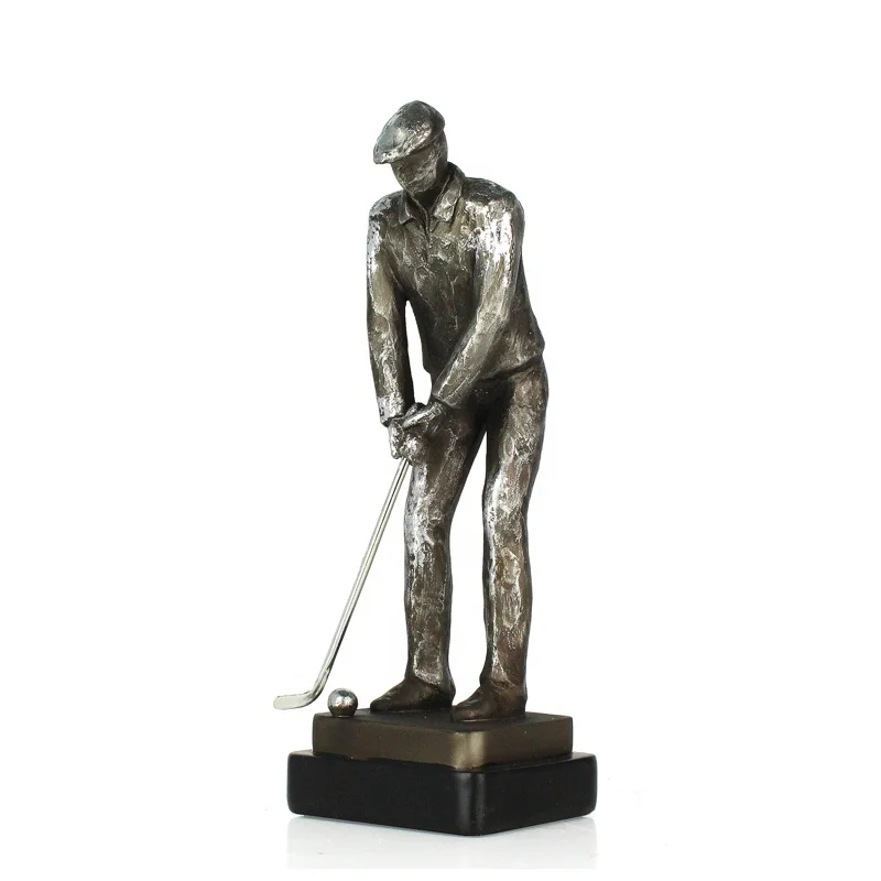 Resin Antique Silver Golf Action Figure for Home Decor Creative Gift Figurine Home Decoration Folk Art Europe