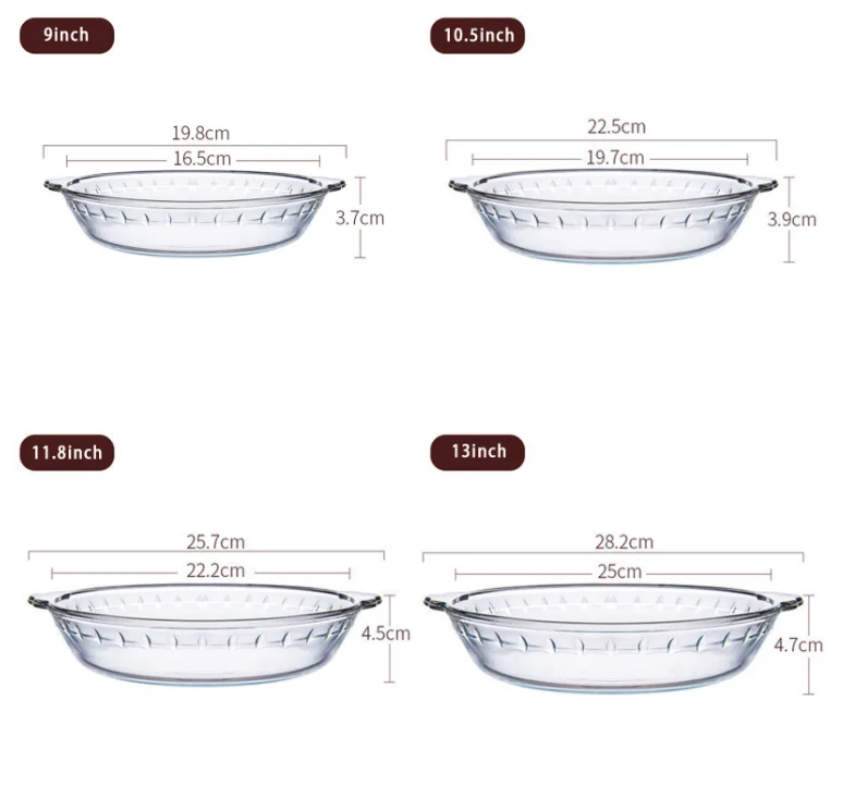 Glass Pie Pan 91/2 Inch Plate With Handles Easy Grab Baking Dish For Apple Pie Pumpkin Pie