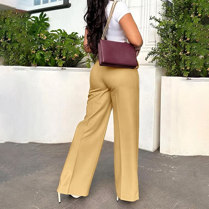 Wide Leg Dress Pants for Women - Business Casual Slacks, Pleated,  Breathable, Eco-Friendly Trousers for Work & Office