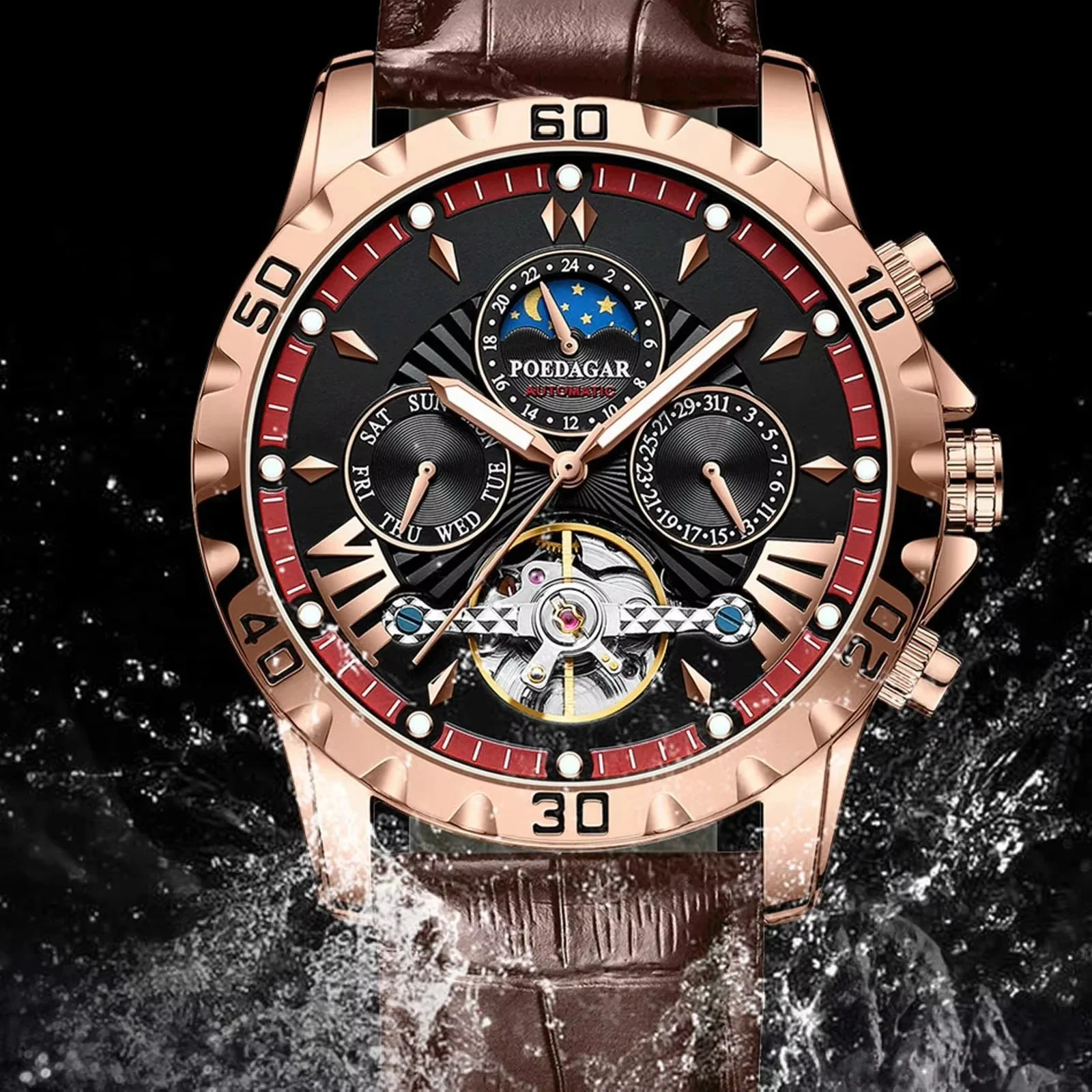 Relojes Deportivo Tourbillon Reloj De Pulsera POEDAGAR 1410