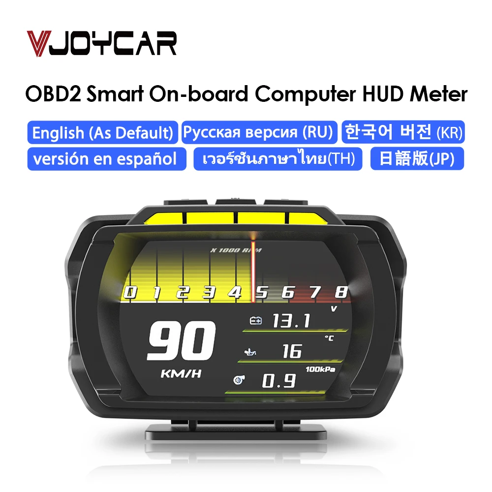 Latest Car Hud Display Obd Smart Gauge Water Temperature Monitor Dashboard Driving Computer