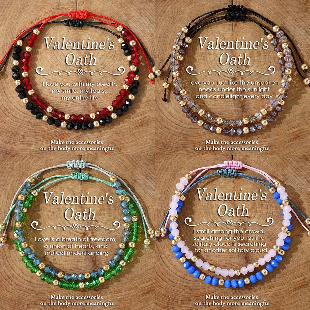 Go2boho Handmade Luxury Crystal 2ps Beaded Bracelet Colorful Gold 