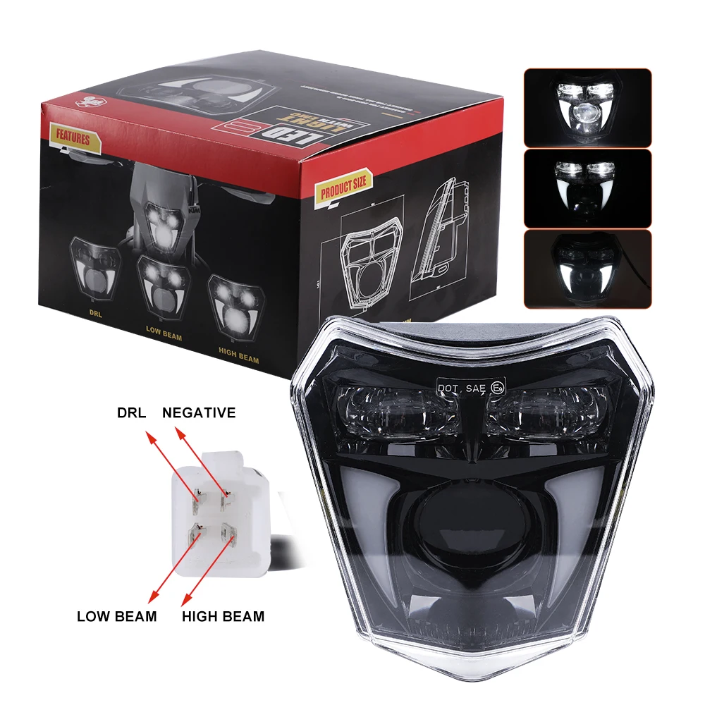 High Power High Lumen 65W 6600Lm Headlight Waterproof for Ktm Xc Sx Sxf Exc Dirt Bike Best Motorcycle Led Headlamps