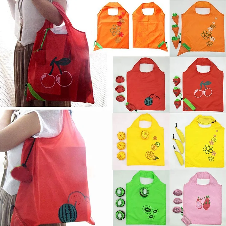 Fruit Shape Reusable Folding Polyester Nylon Storage Grocery Tote Shopping Bag