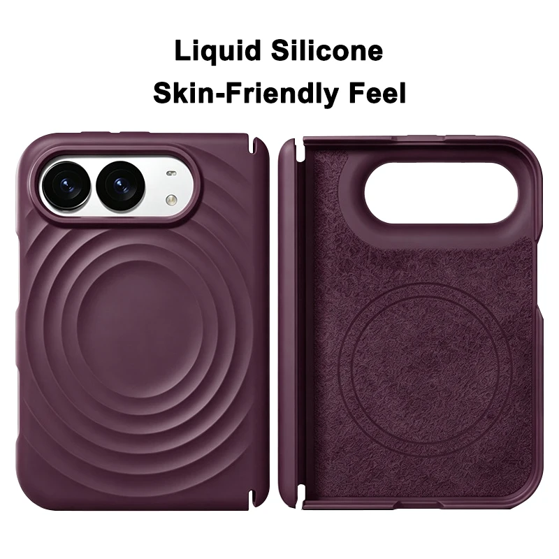 Wave-Pattern Liquid Silicone Phone Case for iPhone Duo N52 Magnetic Skin Friendly Feel Dual Central Axis ODM OEM Bulk Order