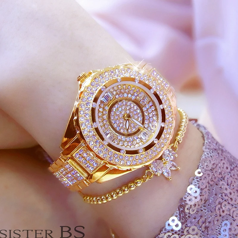 Bs diamond sales gold watch