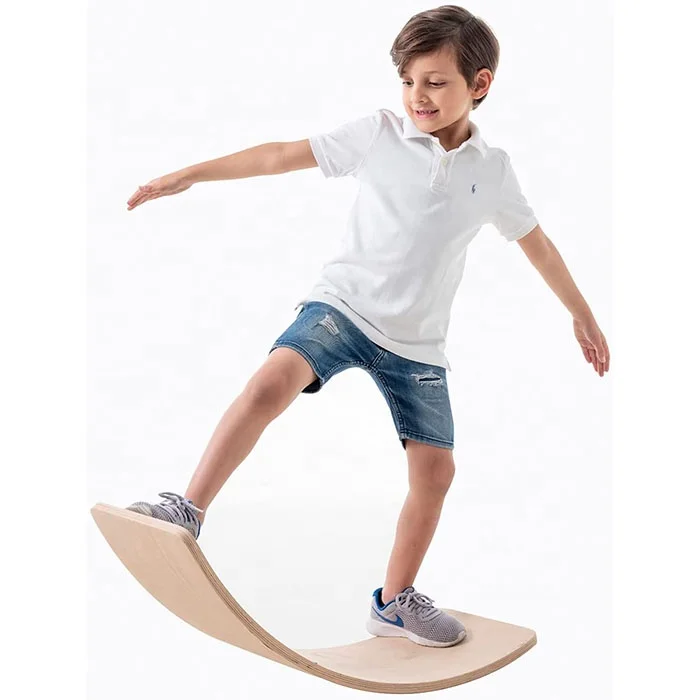 Wooden Rocker Wobble Curvy Surf Balance Board Horse Trainer Fitness