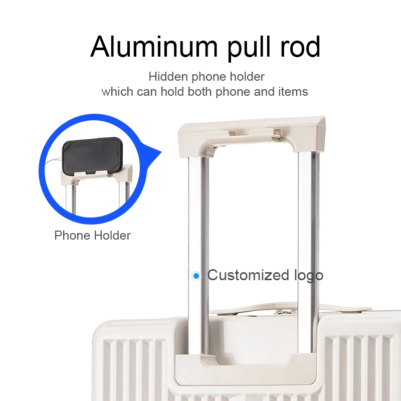Multifunctional Front Open Laptop Luggage with Cup Holder USB Charging Spinner Trolley Travel Suitcase
