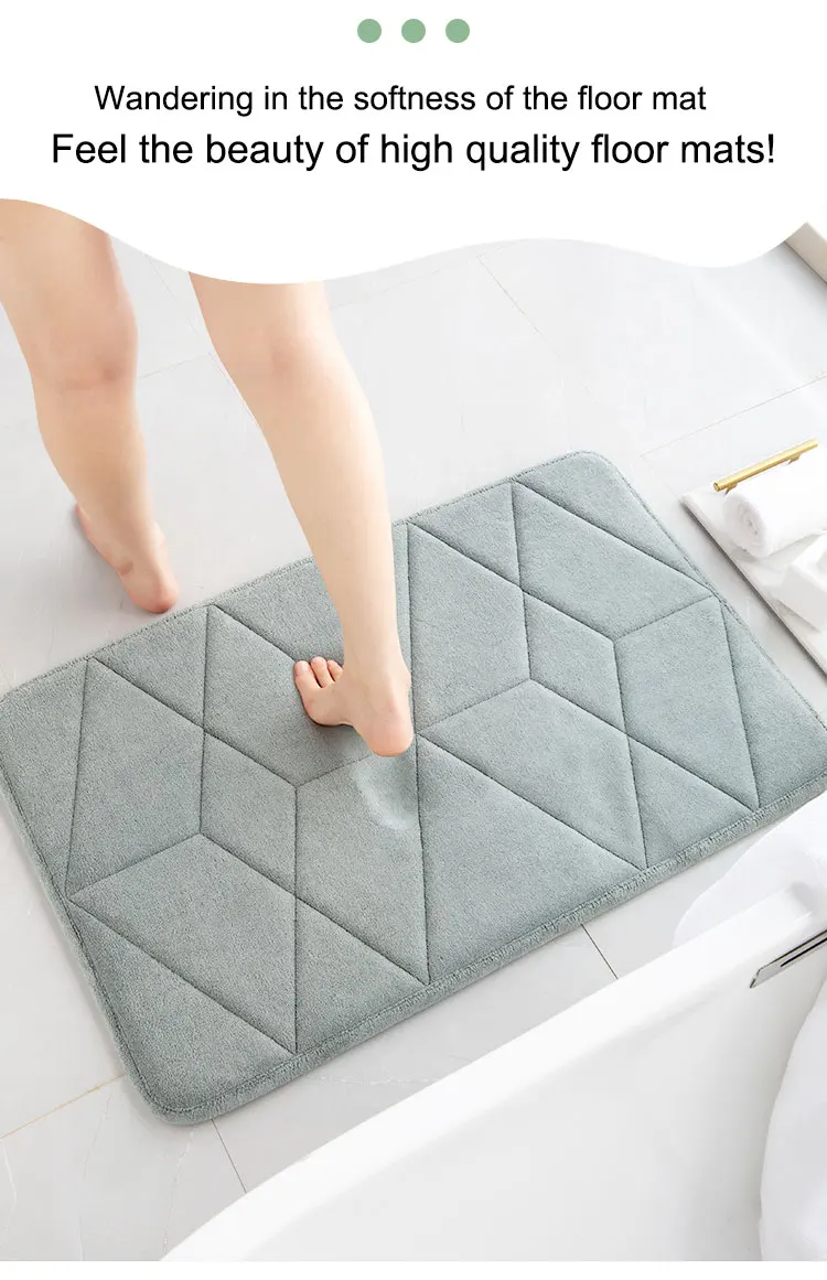 Custom Memory Cotton Bathroom Non Slip Mat Slow Rebound Solid Color Geometric Indoor Floor Mat manufacture