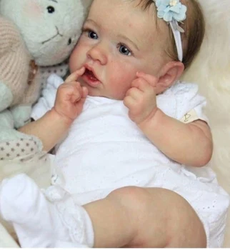 22 inch Reborn Baby Doll Girl Long Hair Realistic Full Body Silicone Lifelike Gifts for Kids