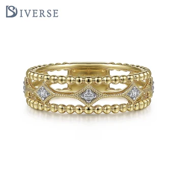 Doyonds S925 Sterling Silver Ring, Inspired by Golden Beaded & Diamond Design, Elegant and Luxurious with Precise Bead Alignment