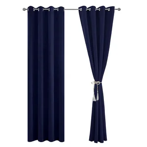 Luxurious Home Curtain Window Dark Blue Live Room Bedroom Classic Polyester Blackout Navy Blue Black Out Curtains Ready Made
