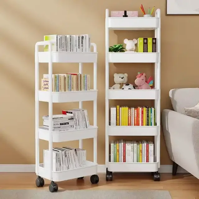 Movable Rolling Storage Rack 2 3 4 5 Tier Storage Utility Cart for Kitchen Bathroom Bedroom
