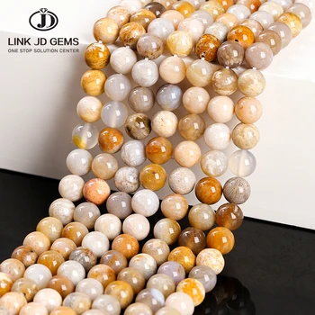 Agata Di Muschio Pietra Naturale Di Alta Qualità Pietra Preziosa Liscia Perline - Foto 6