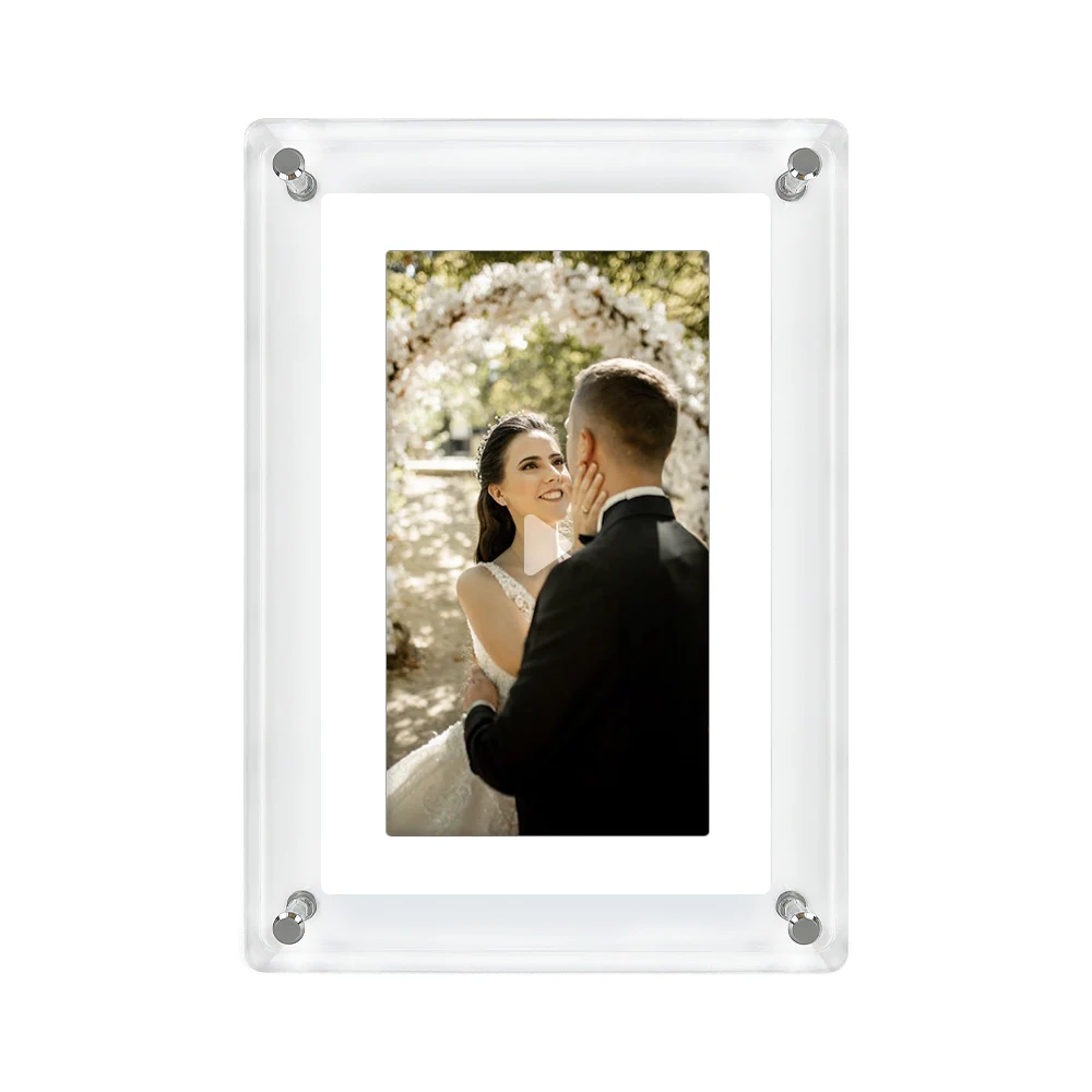 7 Inch IPS 4GB Memory with Rechargeable Battery Acrylic Digital Photo Frame with Round Corner for Better protection