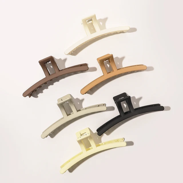 Frosted Glossy Transparent Hanger Shape Hollow Hair Clip Claw Girls Big Shark Hair Clip Female Matte Resin Hair Claw Clips