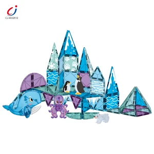 Chengji Kids Toys Building Block Creative Education Cartoon Sea Animal Theme Colorful Ocean Magnet Block Tiles Toy