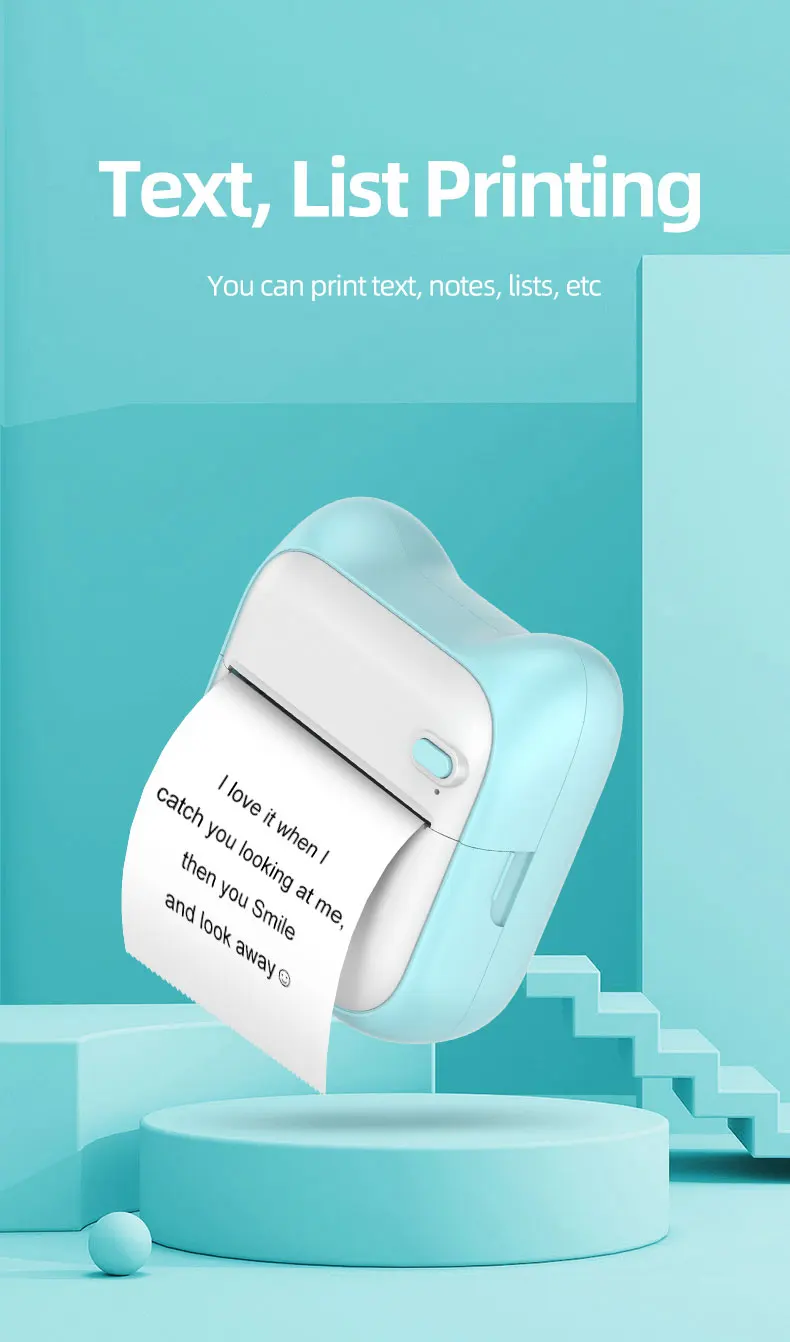 Mini Portable Wireless Thermal Printer Photo Label Sticker Receipt