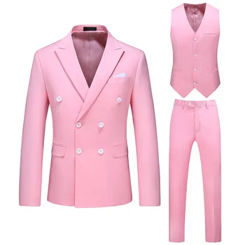 china costume men suits 3 pieces gentleman double breasted suits 3 piece designs business suit