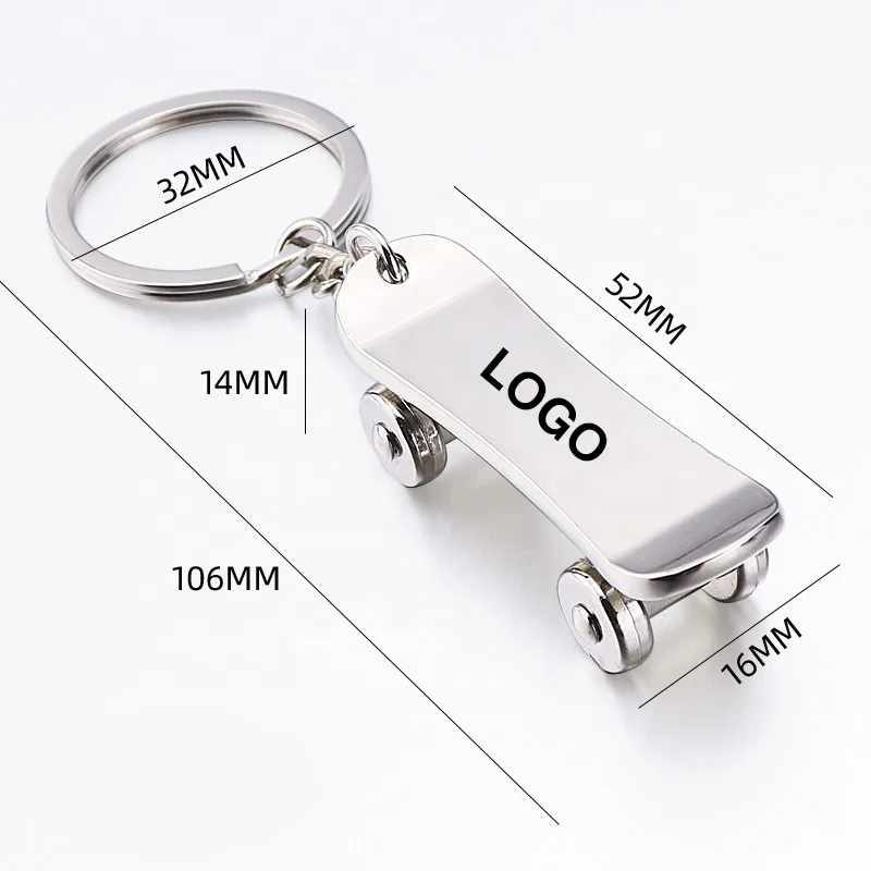 High Quality Custom Skateboard Charm Logo Metal Key Chains Die Cast