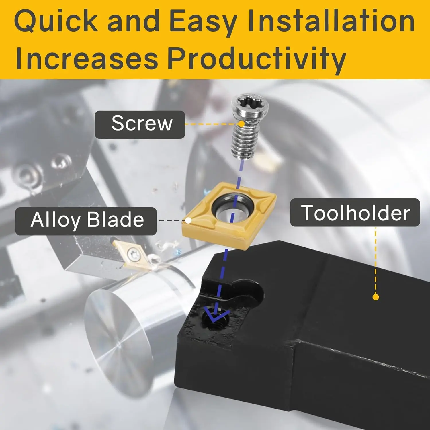 CNC Lathe Cutting Indexable Tools Turning Tool Holders Set Carbide Inserts with Box Seven Pieces Set