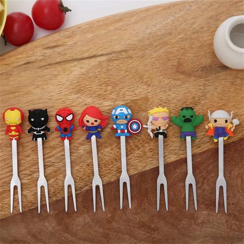 Hot Sales Stainless Steel Fruit Pick Kids Cute Princess  and Other Carton Fruit Fork Decorative Kids