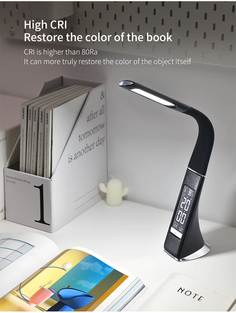 product business eye protection calendar fold gooseneck study read table hotel touch led clock bedside night light desk flexible lamp-44