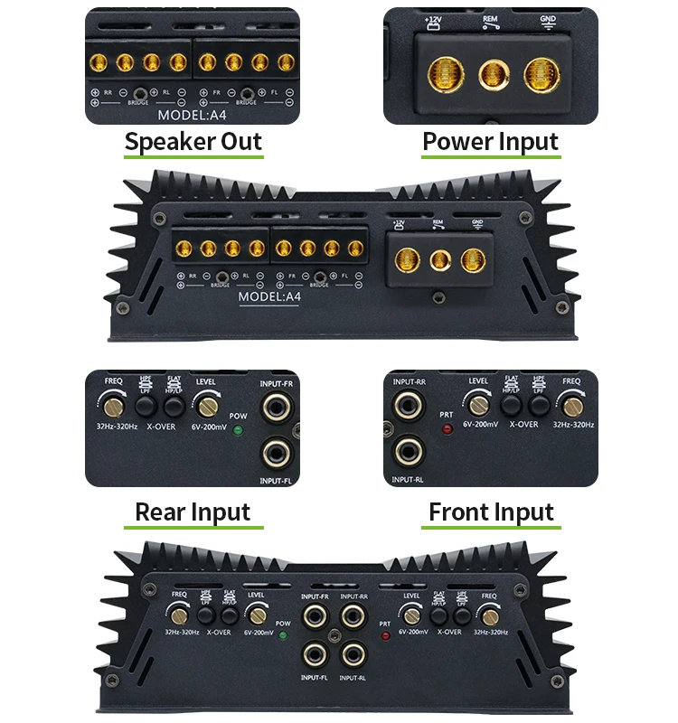Teampie High Sound Quality Class Ab 4 Channels Car Amplifiers For Mids And Highs With Rms 4