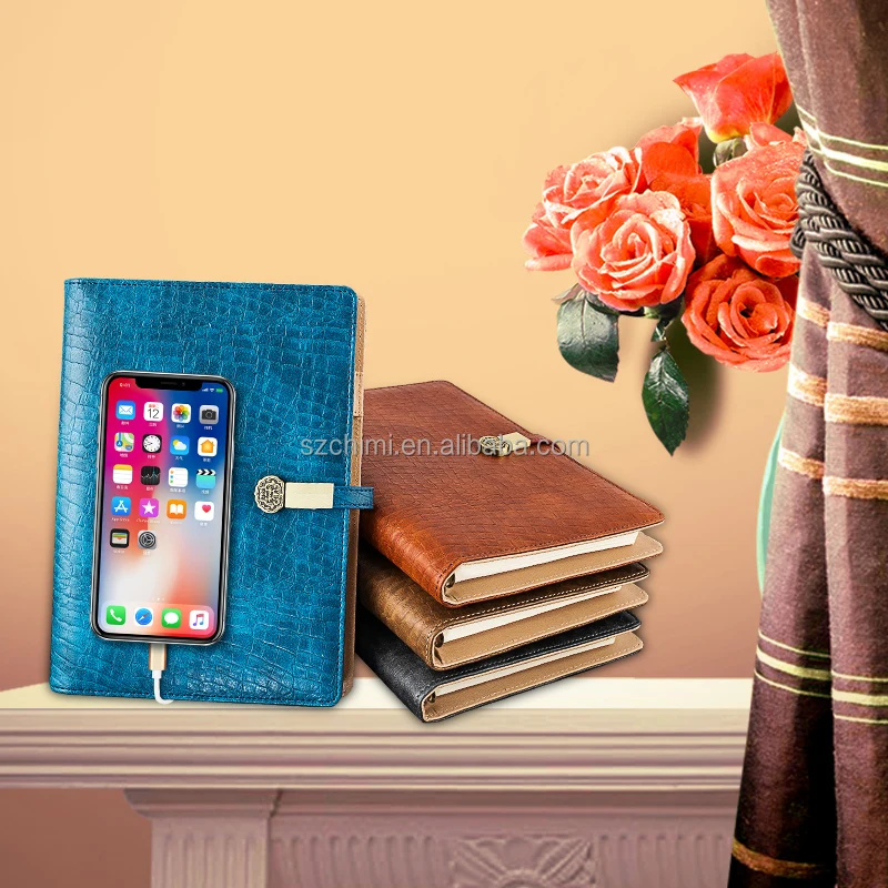 Retro Style Elegant Pattern Design Note Book Power Bank Power Book with Usb Flash Drive