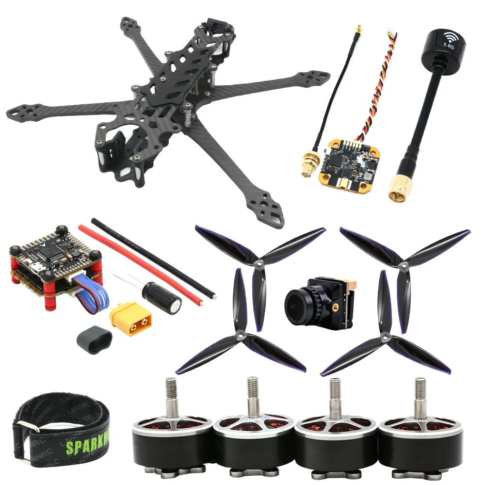 7inch FPV Drone Kit Carbon Fiber Frame Drone F4 V3 Flight Control 50A ESC  1500KV Motor 1300mW 5.8G 40CH VTX ELRS 3300mah Battery