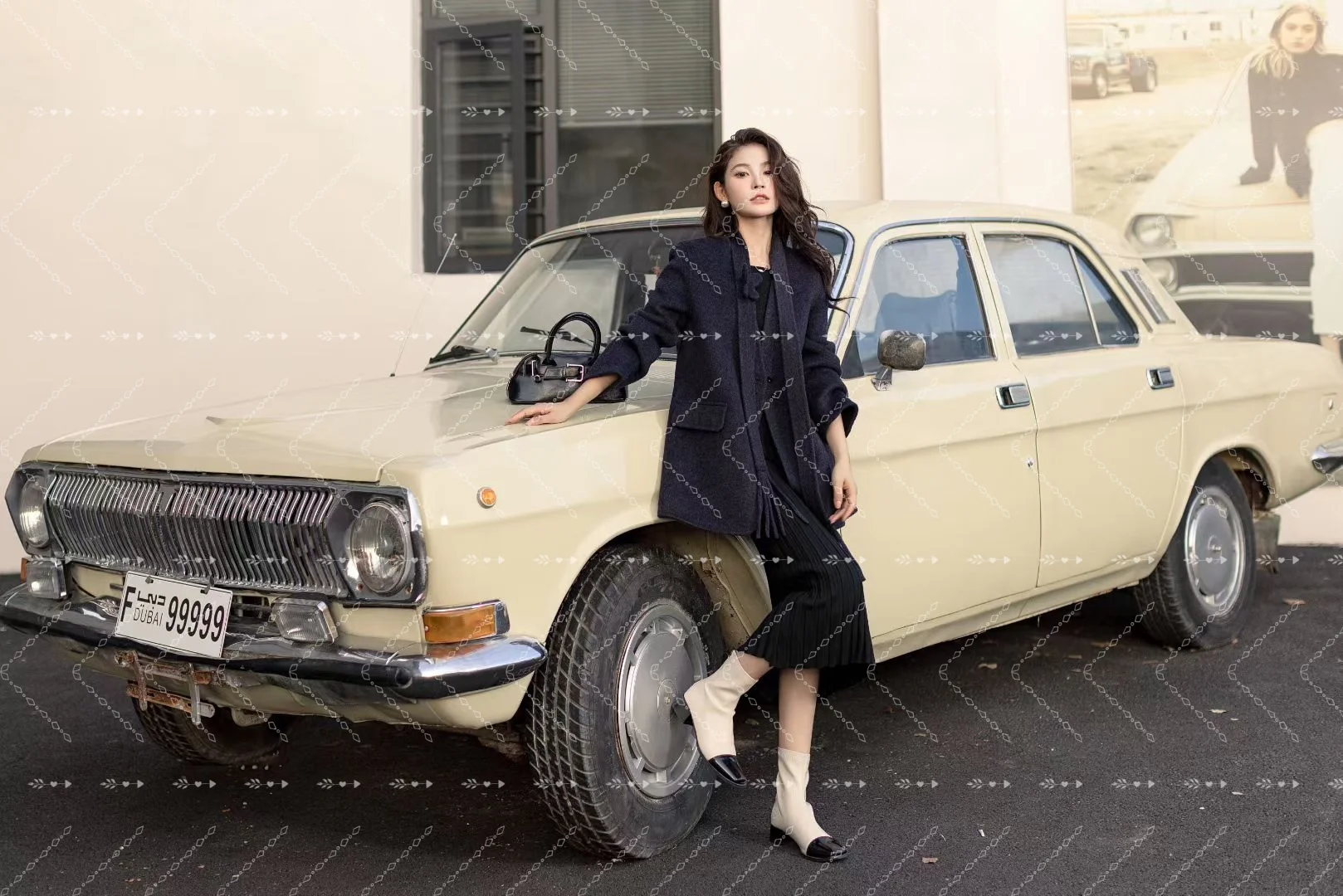 Handmade Women's Double Faced Wool Overcoat Spring Winter Long Trench Fitted Wool Coat Single Breasted Closure