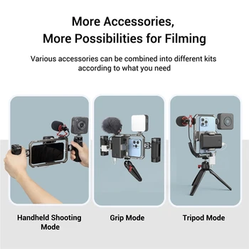 SmallRig Universal Video Kit for iPhone SmartPhone Vlogging and Live Streaming Cage Set with Microphone Light Tripod Side detail image